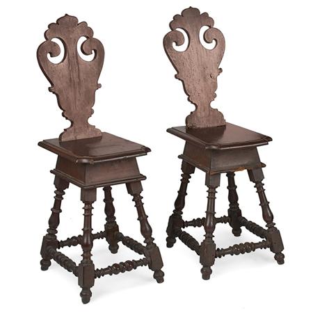 Appraisal: Pair of Italian Renaissance Walnut Side Chairs Estimate -