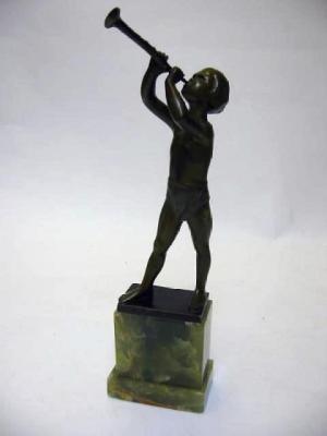 Appraisal: GOLDEN AGE an Art Deco bronze figure of a young