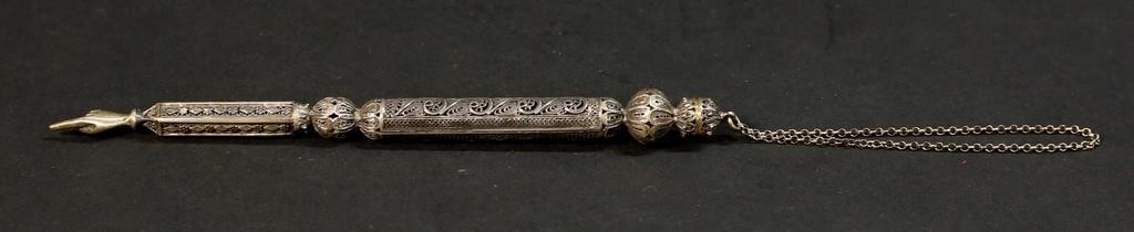 Appraisal: sterling silver finger Torah pointer Hand wrought ornate filigree designs