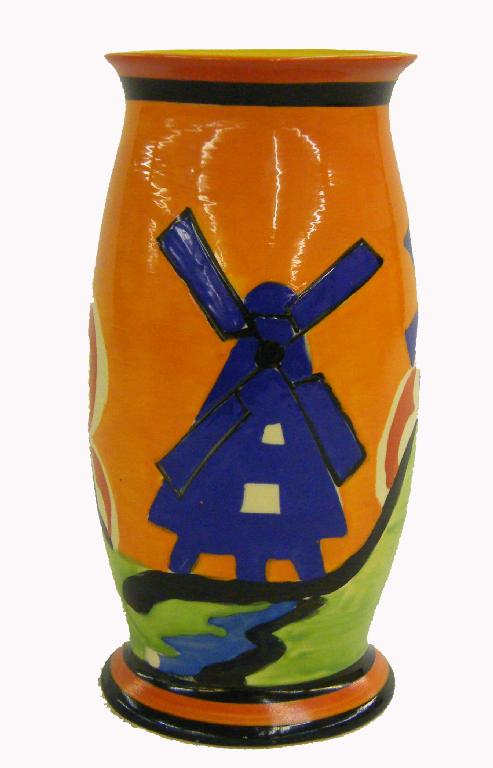 Appraisal: Applique Windmill' Bizarre vase shape high restored