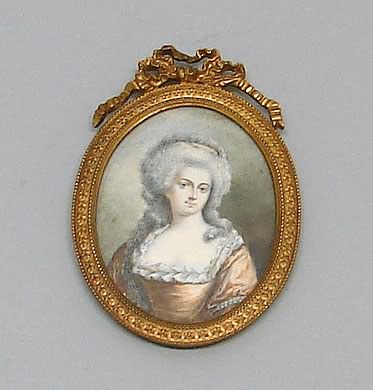 Appraisal: Oval waist-length of lady with long gray hair gilt metal