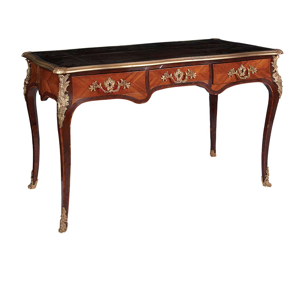 Appraisal: Louis XV Gilt-Bronze Mounted Amaranth and Tulipwood Bureau Plat Circa