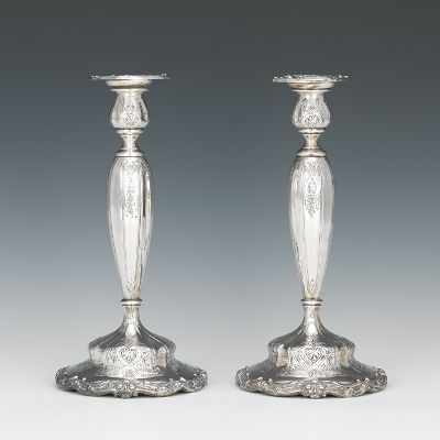 Appraisal: A Pair of Sterling Silver Candlesticks by Theodore B Starr