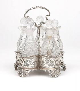 Appraisal: A George III sterling silver cruet stand London with maker's