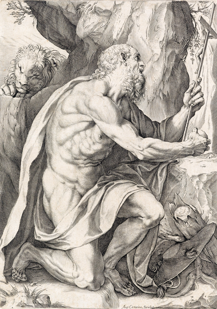 Appraisal: AGOSTINO CARRACCI Saint Jerome Engraving circa x mm x inches