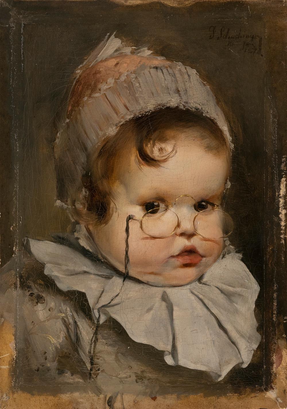 Appraisal: GABRIEL SCHACHINGER GERMANY - YOUNG CHILD WEARING PINCE NEZ OIL