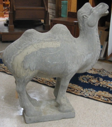 Appraisal: CHINESE TANG STYLE GRANITE CAMEL SCULPTURE hand sculpted in standing