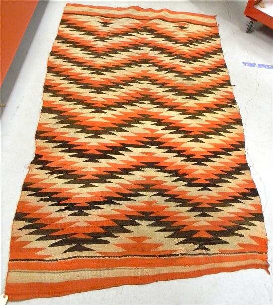 Appraisal: Navajo rug brown rust and beige zigzag design some wear