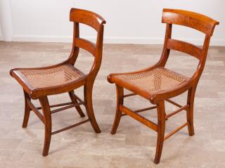 Appraisal: Figured Maple American Classical Side Chairs Pair Boston or New