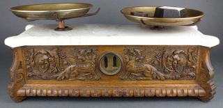 Appraisal: Mercantile scale th century having two round brass plates resting