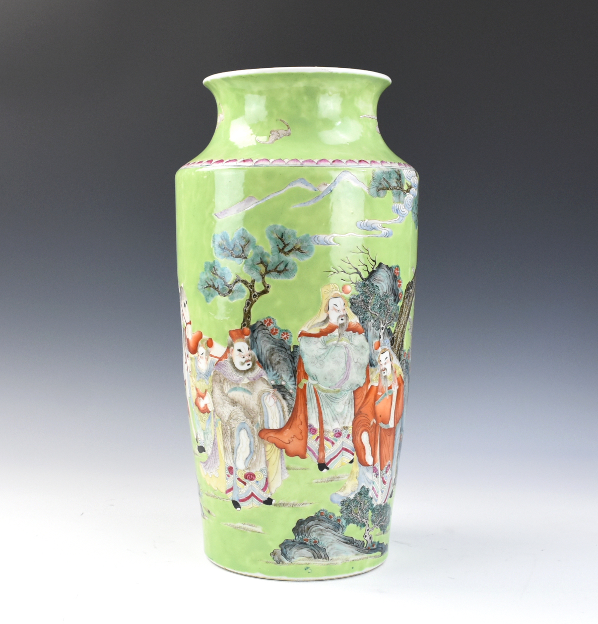 Appraisal: CHINESE GREEN GROUND FAMILLE ROSE VASE TH C Chinese th