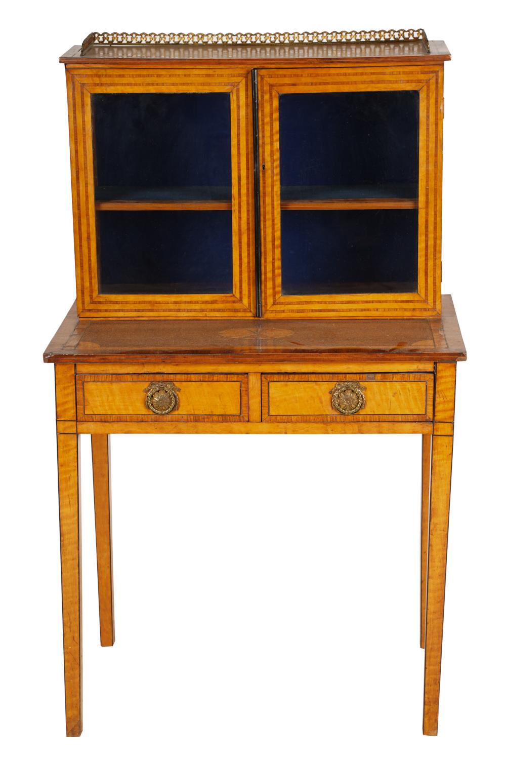 Appraisal: EDWARDIAN INLAID MAHOGANY BONHEUR DU JOURwith cross-banded and line-inlaid borders