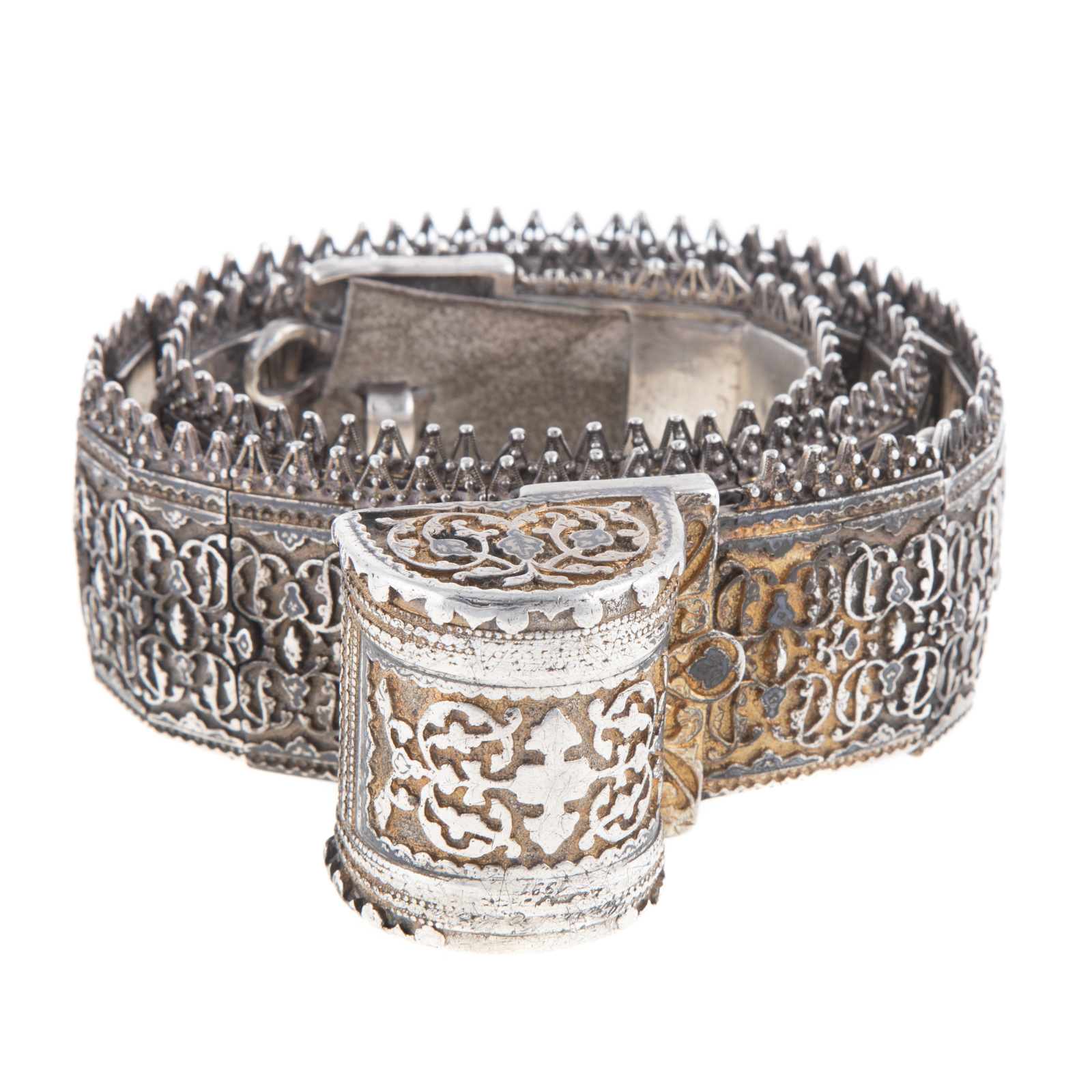 Appraisal: RUSSIAN CAUCASUS SILVER NIELLO BELT Each piece is stamped with