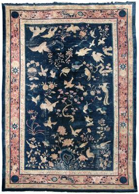 Appraisal: Chinese rug exotic birds and flowers on blue field multiple