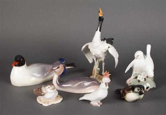 Appraisal: Seven Continental and English china and porcelain bird figures th