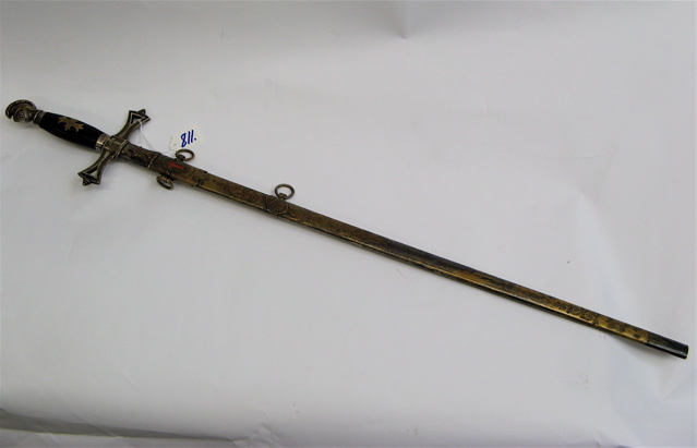 Appraisal: A KNIGHTS TEMPLAR SOCIETY SWORD having knight's head pommel the