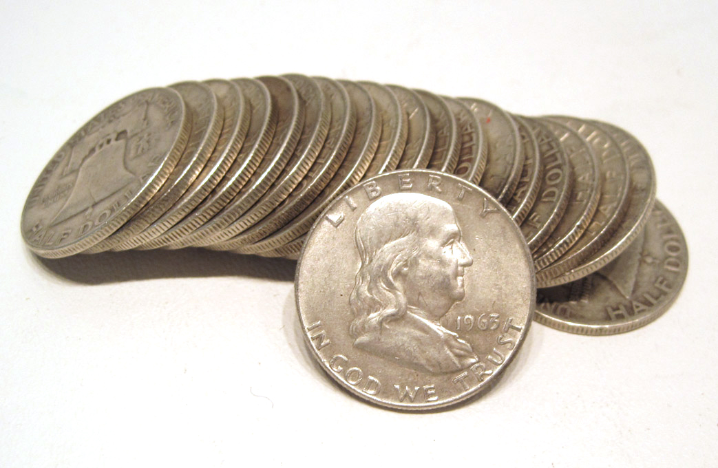 Appraisal: A ROLL OF TWENTY U S SILVER FRANKLIN HALF DOLLARS