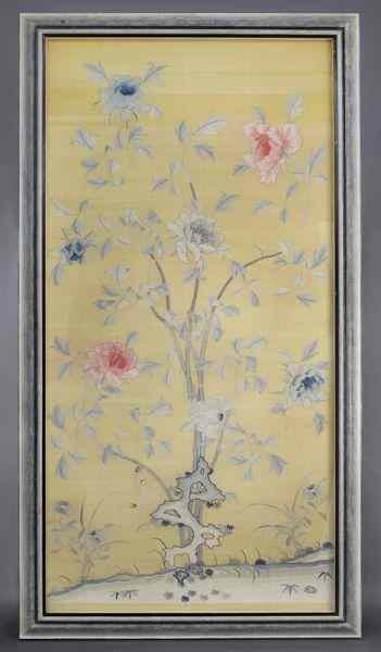 Appraisal: Large Chinese framed kesi paneldepicting peonies Site ''H x ''W