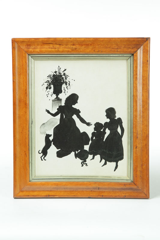 Appraisal: SILHOUETTES OF FAMILY American th century Inked silhouettes of a