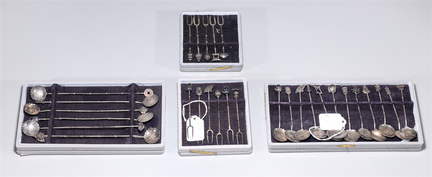 Appraisal: Group of assorted Japanese silver utensils from Sakai Silver Smiths