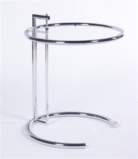 Appraisal: AFTER EILEEN GRAY MODEL E OCCASIONAL TABLE DESIGNED MODERN chrome