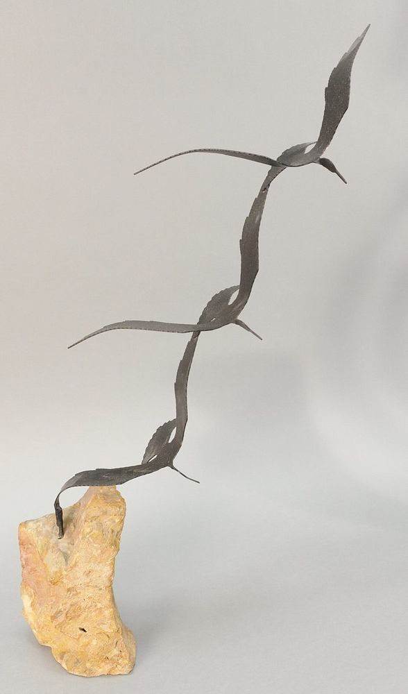 Appraisal: Bijan Bahar th C sculpture with three birds in flight