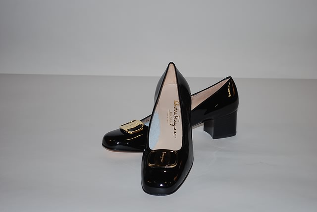 Appraisal: Salvatore Ferragamo Black patent calf pumps Size B Price Original