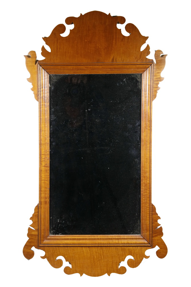 Appraisal: ELDRED WHEELER MIRROR Chippendale Style Custom Tiger Maple Framed Mirror