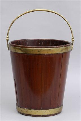 Appraisal: GEORGE III BRASS-MOUNTED MAHOGANY PAIL Of cylindrical-form with bands and