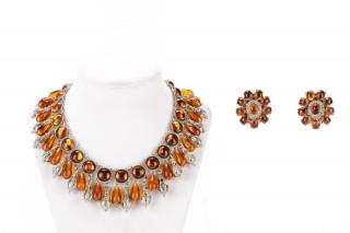 Appraisal: Carlo Zini Amber Necklace Earring Set Carlo Zini Italian founded