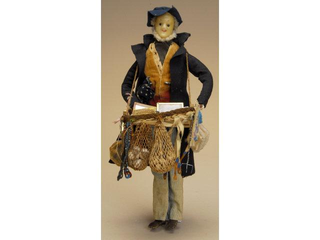 Appraisal: Wax Man Peddler England mid th century wax figure painted