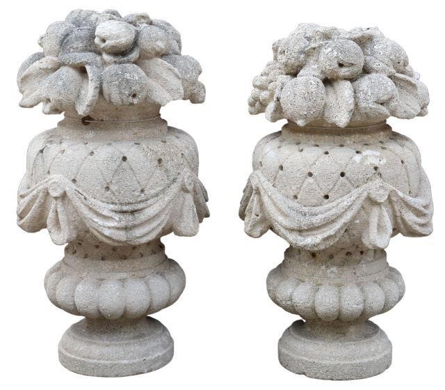 Appraisal: lot of Architectural cast stone fruit piers thc each in