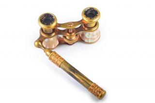 Appraisal: An Antique Ornate Brass and Mother of Pearl Binocular No