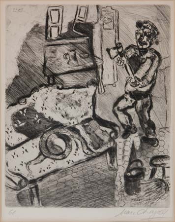 Appraisal: MARC CHAGALL Le Villageois et le Serpent Etching - x