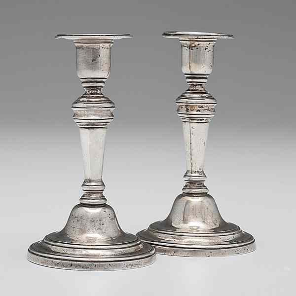 Appraisal: Joseph Carman Silver Candlesticks ca American Philadelphia ca A pair