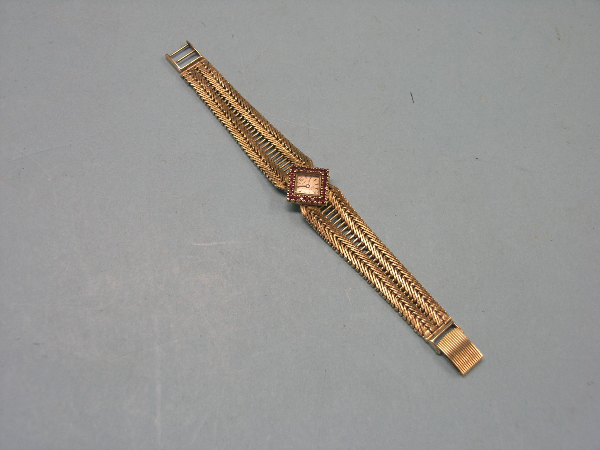 Appraisal: A lady's ct gold Josarn wristwatch diamond-shape dial continuously set