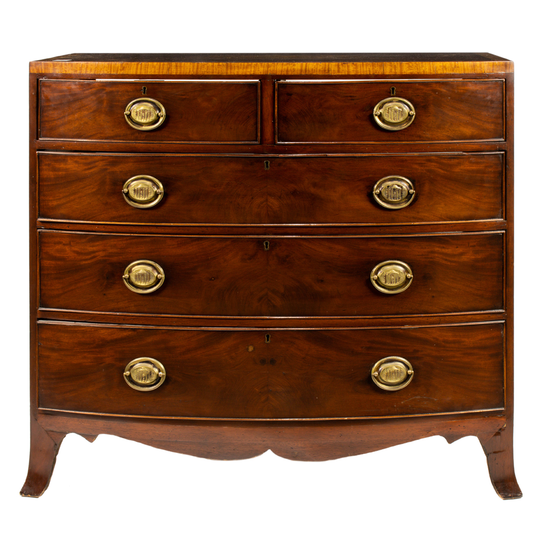 Appraisal: AN AMERICAN FEDERAL INLAID BOW FRONT CHEST OF DRAWERS CIRCA