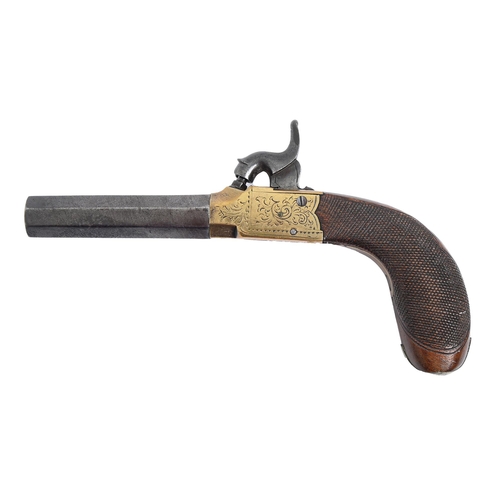 Appraisal: An English bore percussion pocket pistol with octagonal turn-off barrel