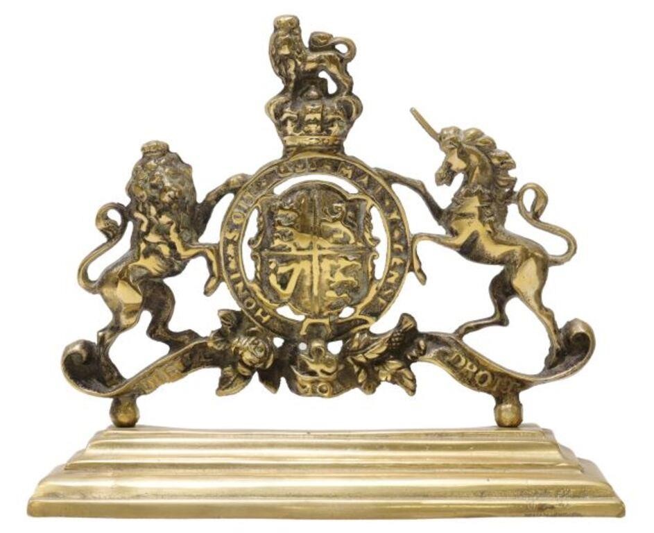 Appraisal: English brass fireside ornament in the form of the Royal