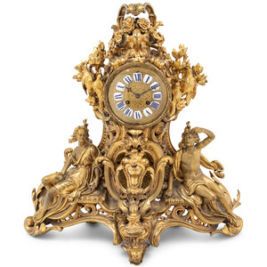 Appraisal: A Louis XV Style Gilt Bronze Figural Mantel Clock th