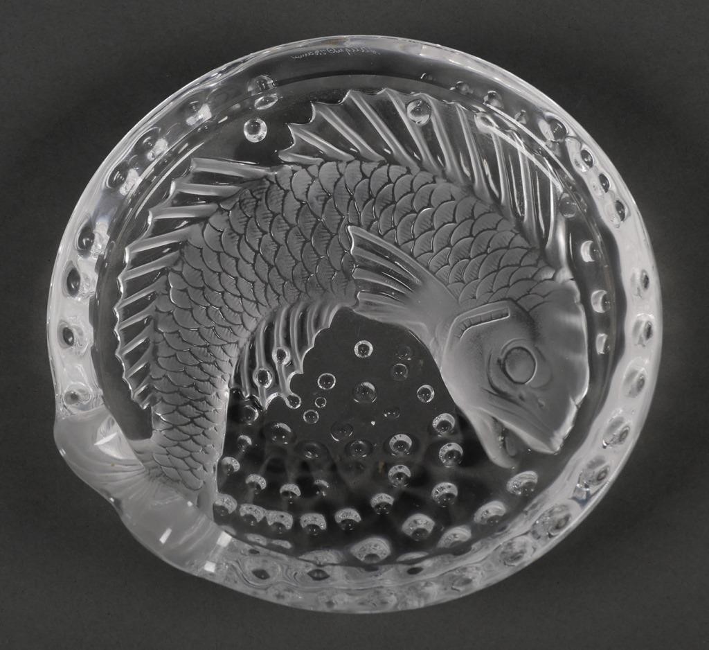 Appraisal: Lalique France clear and frosted crystal Concarneau koi fish French