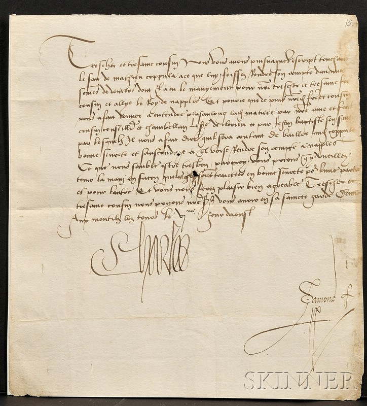 Appraisal: Charles VIII King of France - Manuscript letter signed August