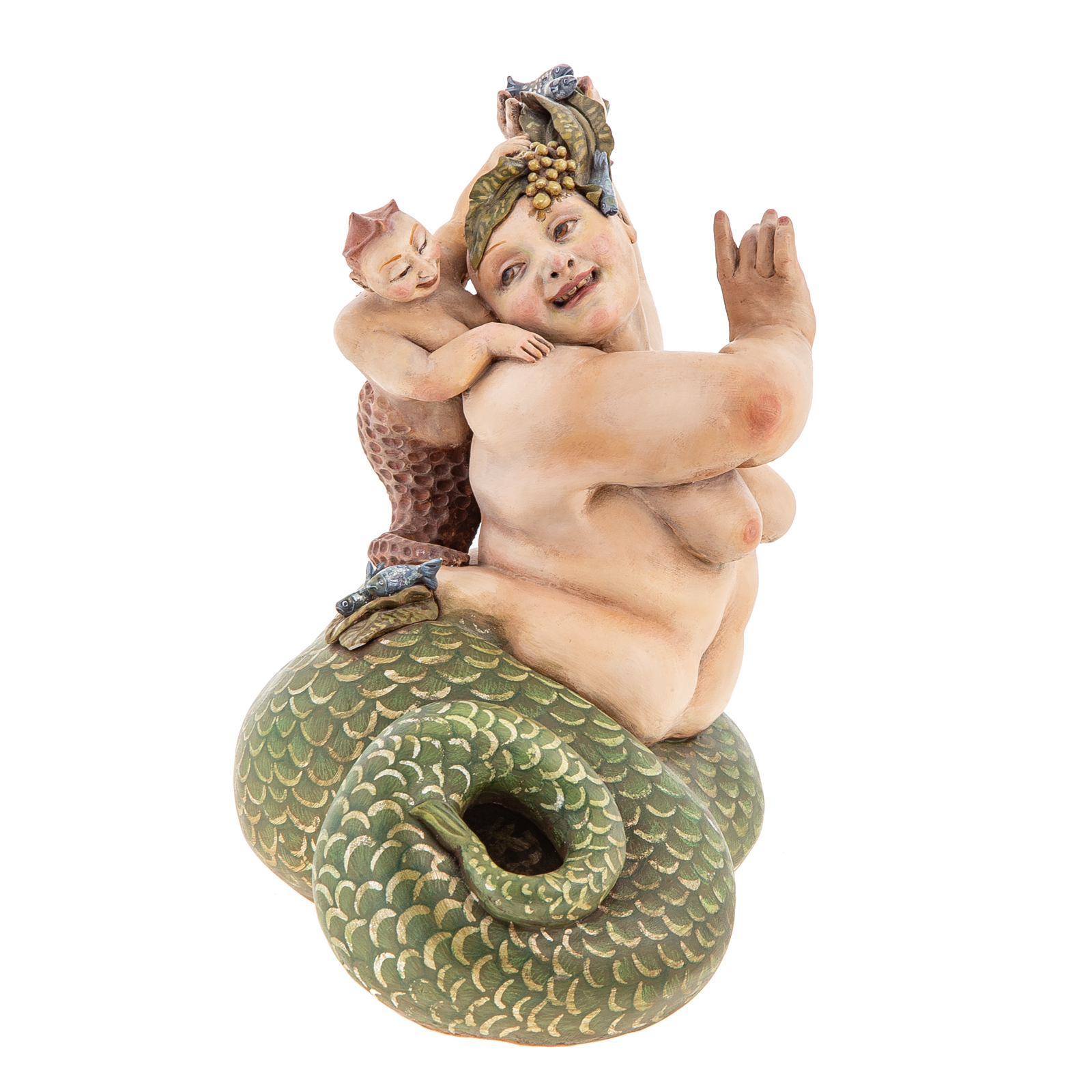 Appraisal: KAREN MARIE PORTALEO MERMAID AND SEA HORSE American b Ceramic