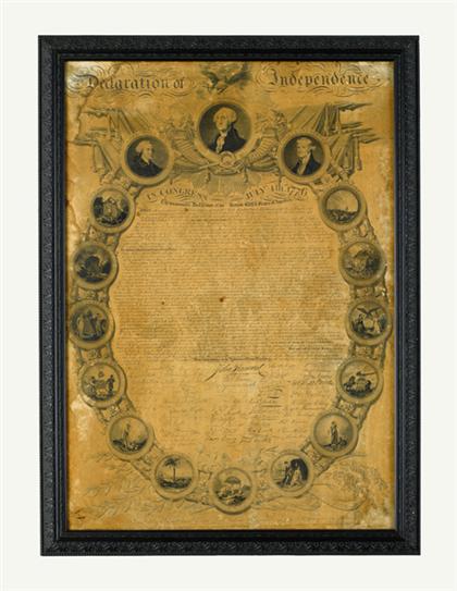 Appraisal: piece Engraving Declaration of Independence Philadelphia John Binns x inches