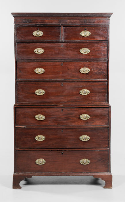 Appraisal: Chippendale Mahogany Chest on Chest British th th century figured