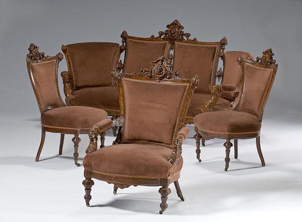 Appraisal: FOUR-PIECE PARLOR SUITE ATTRIBUTED TO JOHN JELLIFF Newark New Jersey