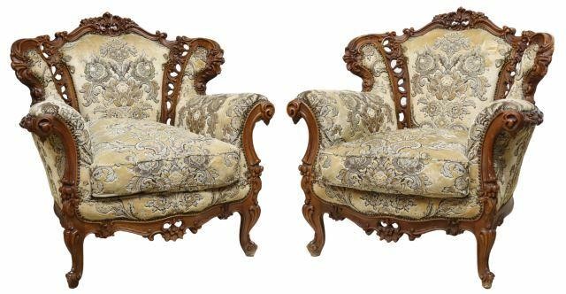 Appraisal: pair Italian Louis XV style armchairs early th c having