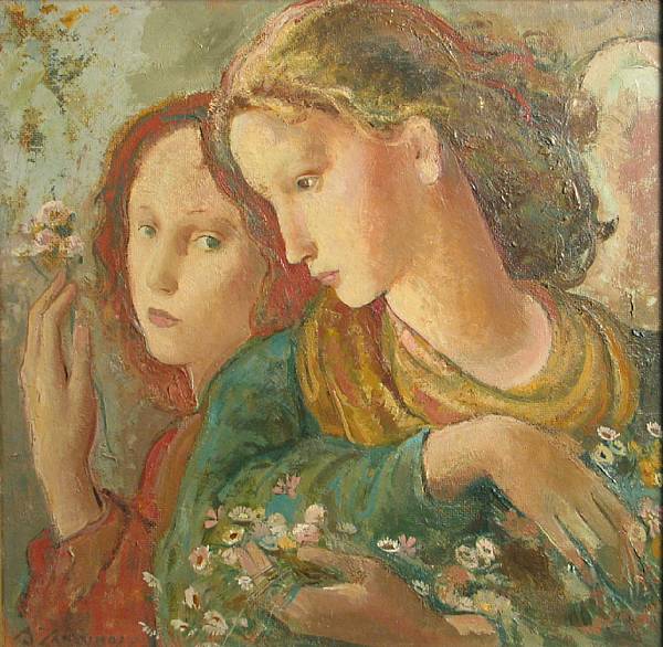 Appraisal: Adelina Zandrino Italian - Angeli e fiori signed 'A Zandrino'