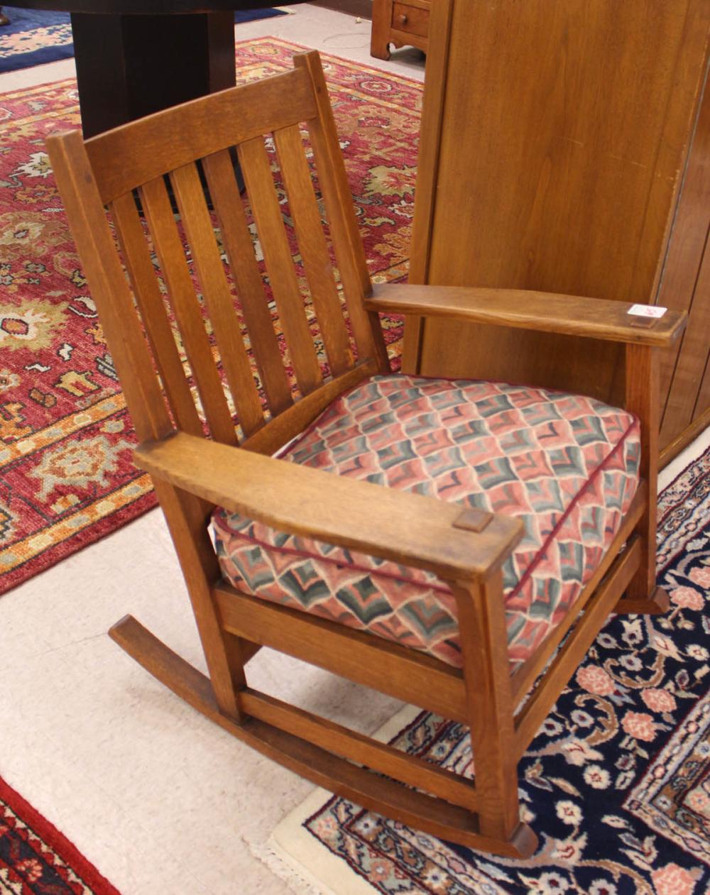 Appraisal: STICKLEY MISSION OAK ROCKER L J G Stickley model c