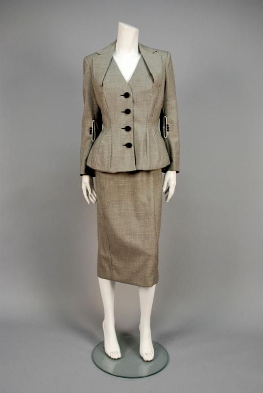 Appraisal: JOHN GALLIANO WOOL DRESS and JACKET ENSEMBLE Tiny black and